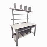Non-ESD Deluxe Adjustable Height Packing Bench with Uprights, Gray Frame and White Laminate Top, 30"D x 48"L redirect to product page